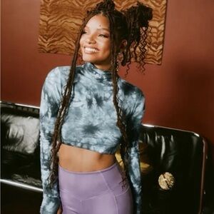 Victoria's Secret PINK Chloe x Halle Grey Tie Dye Crop Top Size Large